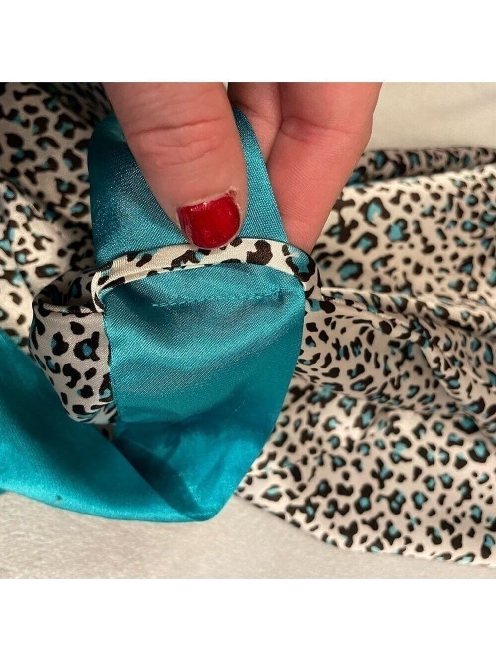 Heart Soul Y2K Leopard Print Puff Sleeve Satin Tie Blouse Size Large - Picture 10 of 14